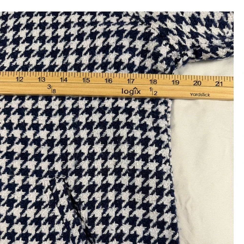Lulu-B Navy Blue White Houndstooth Quarter Zip Pullover Mock Neck Top‎ Womens XS